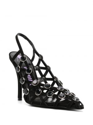 Chaussures de ville à talons à imprimé en cristal The Attico noir