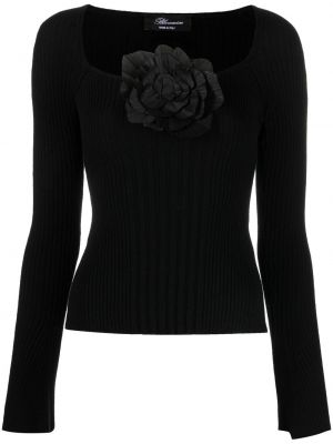 Puloverel cu model floral tricotate Blumarine negru