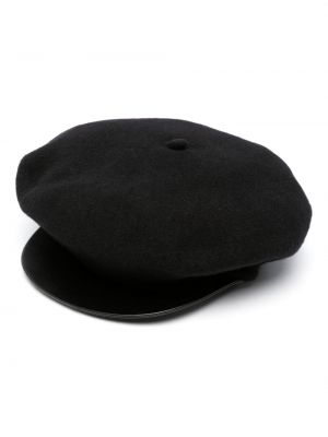 Volnena baretka z vezenjem Emporio Armani črna