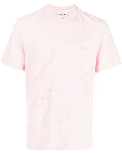 Тениска бродирана с абстрактен десен Lacoste розово
