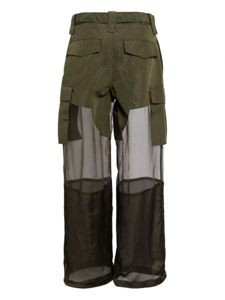 Przezroczyste proste spodnie Sacai zielone
