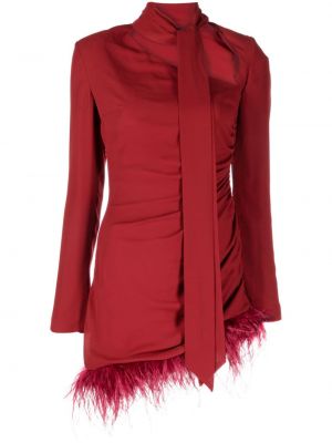 Коктейлна рокля с пера De La Vali червено
