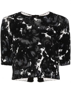 Chunky пуловер на цветя с принт N°21 черно