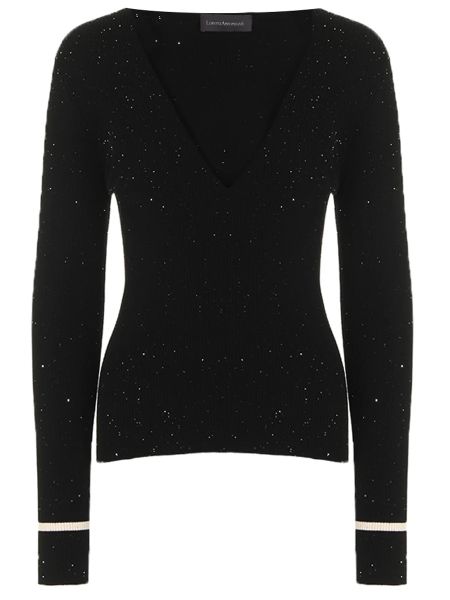 Черный шерстяной пуловер с пайетками Lorena Antoniazzi