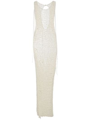 Sukienka długa z perełkami Sportmax biała