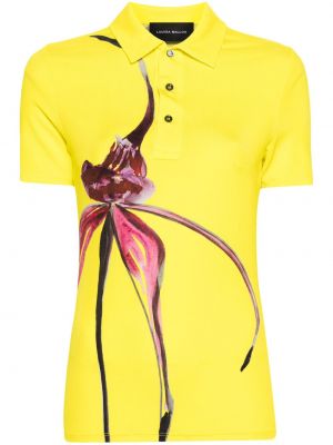 Adīti polo krekls ar ziediem ar apdruku Louisa Ballou dzeltens