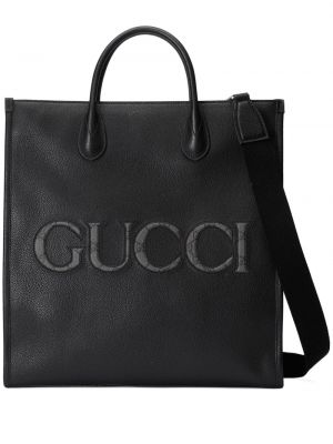 Кожени шопинг чанта Gucci черно