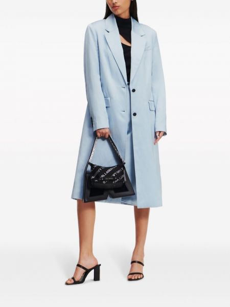 Satynowy płaszcz Karl Lagerfeld niebieski