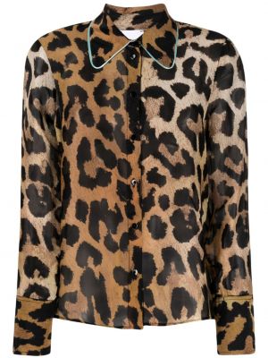 Satenska srajca s potiskom z leopardjim vzorcem Merci