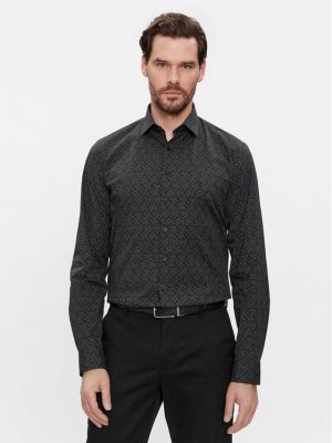 Raštuota marškiniai slim fit Calvin Klein juoda