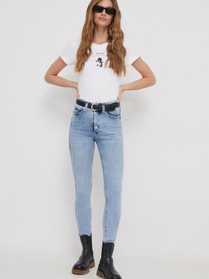 Jeansy skinny Calvin Klein Jeans Niebieskie