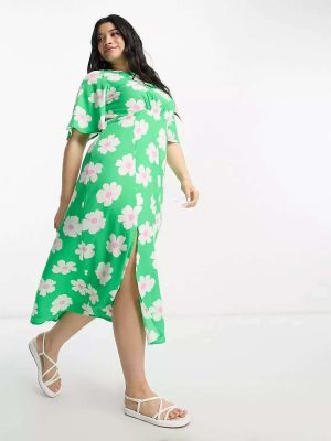 Платье миди в цветочек с принтом Influence зеленое