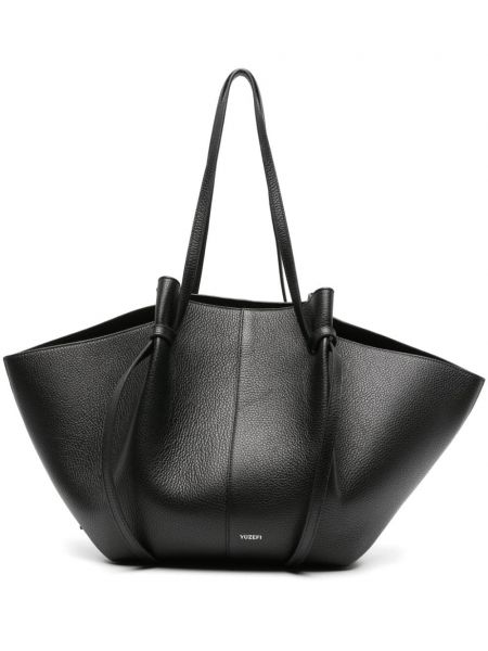 Δερμάτινη τσάντα shopper Yuzefi μαύρο