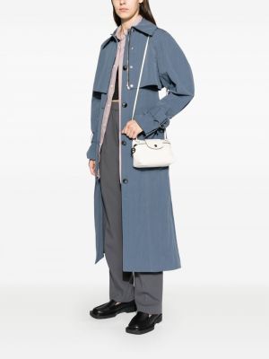 Kožená taška přes rameno Longchamp stříbrná
