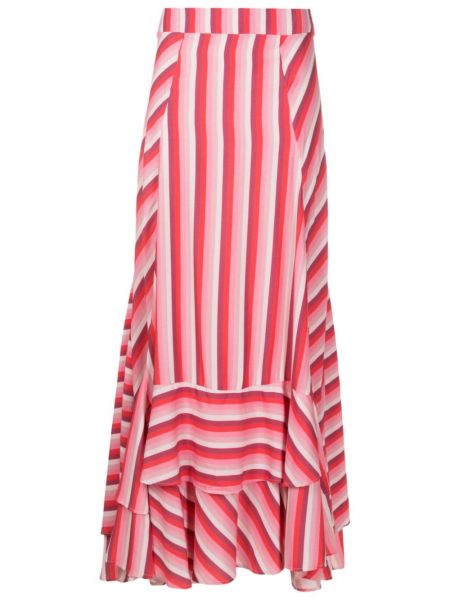 Różowa długa spódnica w paski z nadrukiem Amir Slama