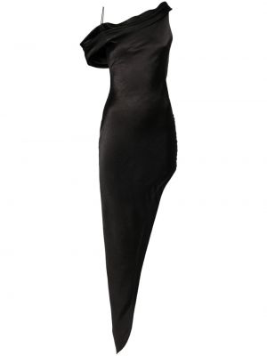 Saténové večerné šaty De La Vali čierna