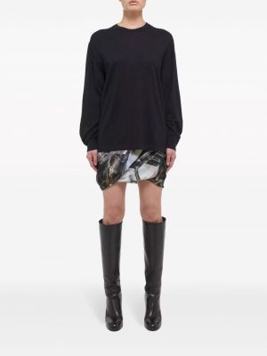 Jedwabna mini spódniczka z nadrukiem w abstrakcyjne wzory Helmut Lang szara