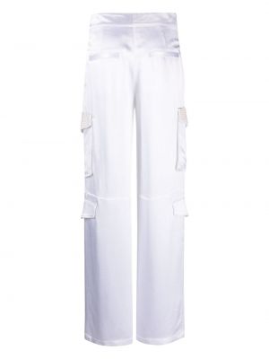 Saténové cargo kalhoty Genny bílé