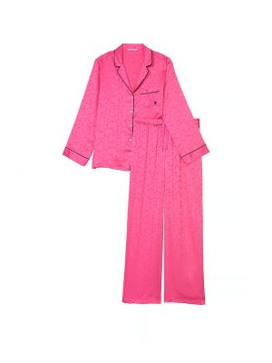 Жаккардовая атласная пижама Victoria's Secret розовая