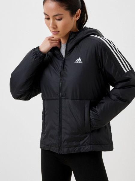 Черная утепленная демисезонная куртка Adidas