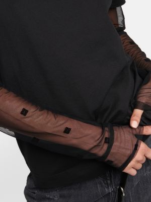Βαμβακερή μπλούζα από ζέρσεϋ από τούλι Givenchy μαύρο