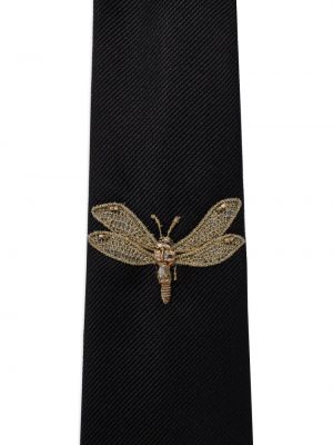 Cravate en soie avec applique Alexander Mcqueen noir