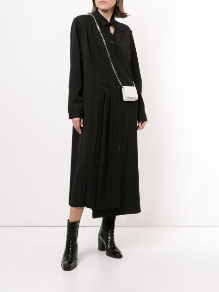 Vestido camisero plisado Yohji Yamamoto negro