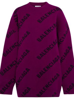 Sweter wełniany Balenciaga - Fioletowy
