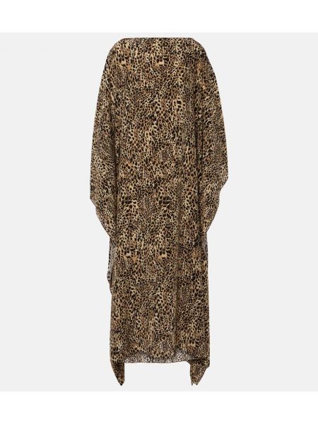 Raštuotas šilkinis maksi suknelė leopardinis Givenchy