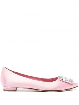 Ballerines en satin Manolo Blahnik rose