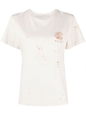 T-shirt med broderi Golden Goose guld