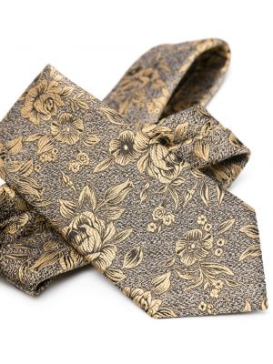 Jedwabny krawat w kwiatki żakardowy Emporio Armani