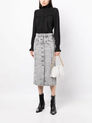 Džínová sukně s knoflíky Marant Etoile šedé