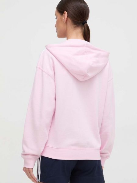 Bavlněná mikina s kapucí Adidas růžová