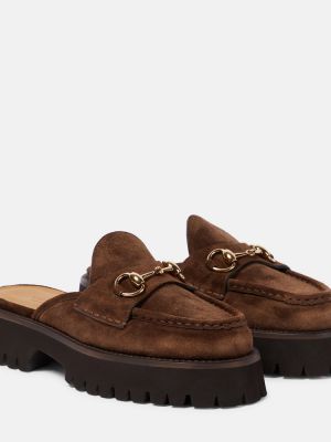 Pantofi din piele de căprioară Gucci maro