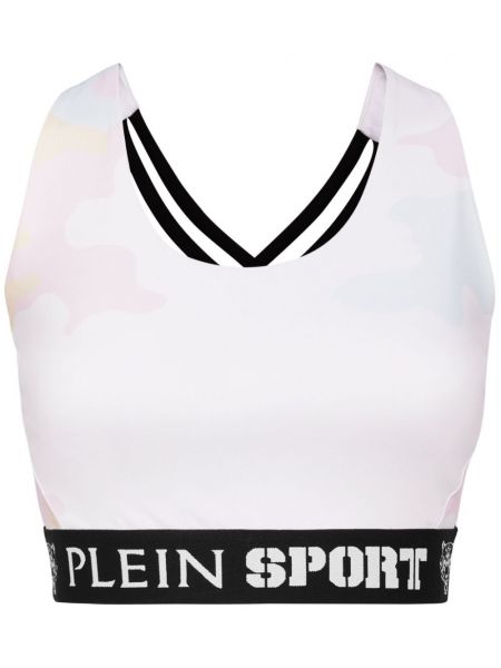 Soutien-gorge sport à imprimé à imprimé camouflage Plein Sport blanc