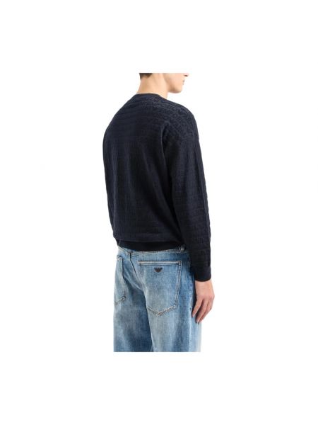 Sweter żakardowy Emporio Armani niebieski
