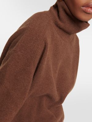 Jersey cuello alto de lana con cuello alto de tela jersey Lemaire marrón