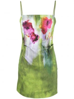 Mini šaty s potlačou Acne Studios zelená