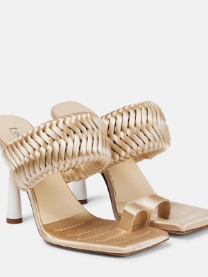 Saténové sandály Gia Borghini bílé