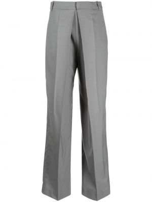 Plisované vlněné klasické kalhoty Low Classic šedé