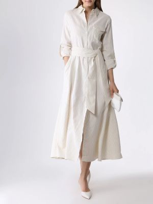 Хлопковое льняное платье-рубашка Lorena Antoniazzi белое