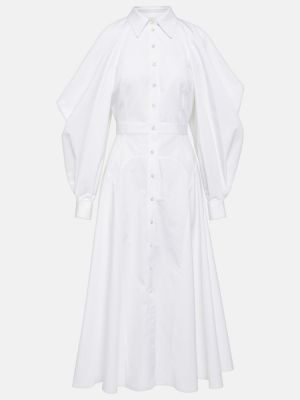 Bavlněné midi šaty Alexander Mcqueen bílé