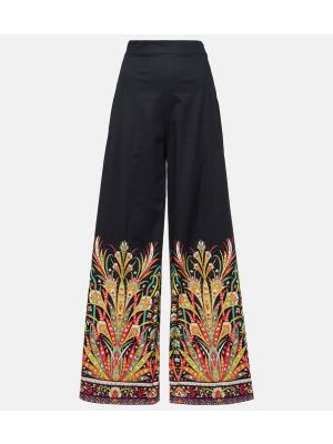 Pantalon en coton à imprimé large Etro noir