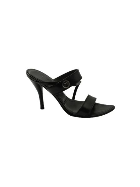 Sandales en cuir Yves Saint Laurent Vintage noir