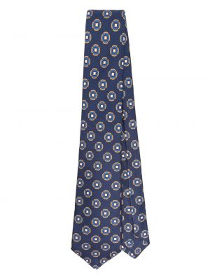 Cravată cu imprimeu geometric Kiton albastru