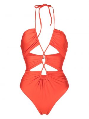 Costume intero con scollo a v Noire Swimwear arancione