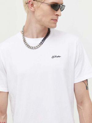 Памучна тениска с дълъг ръкав Hollister Co. бяло