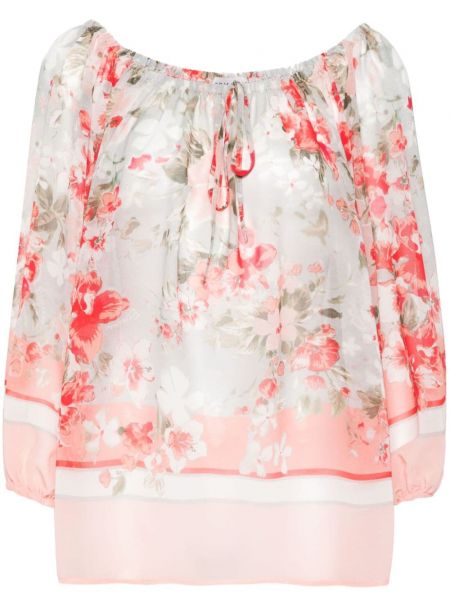 Bluza s cvjetnim printom s printom od krep Ermanno Firenze siva