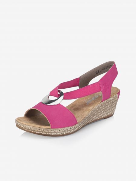 Růžové semišové sandály Rieker